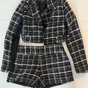 Alice and olivia Tweed shorts and crop jacket set